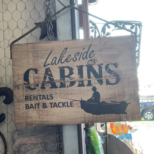 Lakeside Cabin Wood Sign